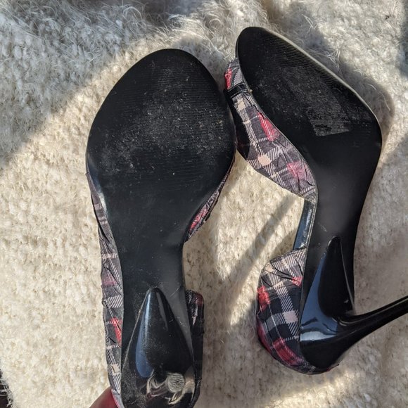 Carlos by Carlos Santana Miracle Plaid Peeptoe Stilettos Sz 8.5M - Picture 9 of 10